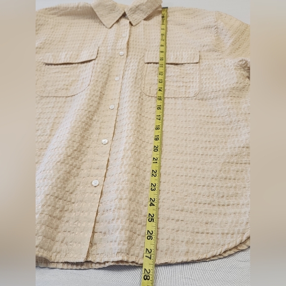 Future Collective Womens Textured Beige Button-Up Lightweight Baggy Shirt, sz MD - Picture 4 of 10